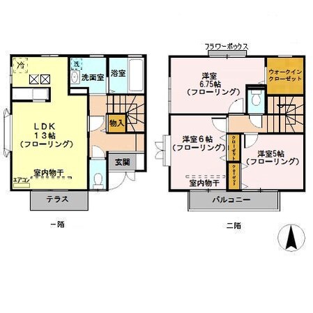 武笠テラスハウス　Ａ\\/Ｂ\\/Ｃの物件間取画像